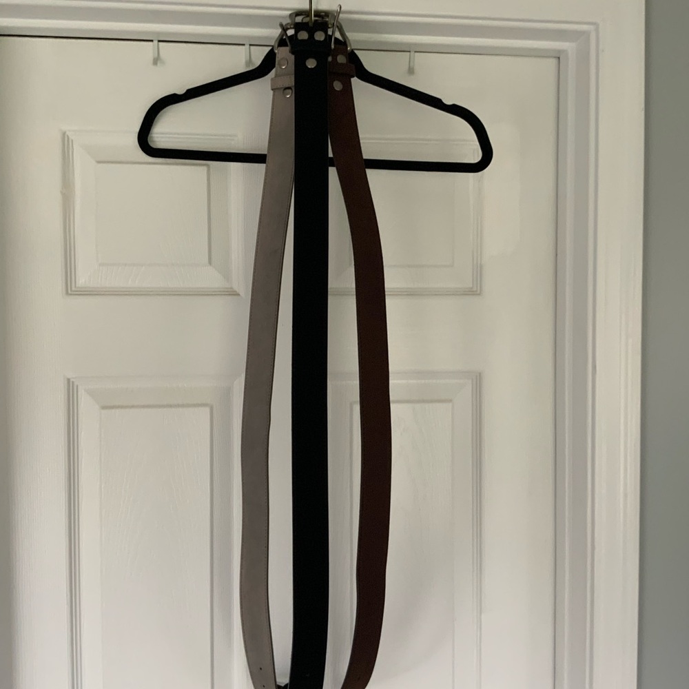 3 - Womens Belts. 32. Black, Brown & Light Gray. Soft Suede. All 3 for $12
